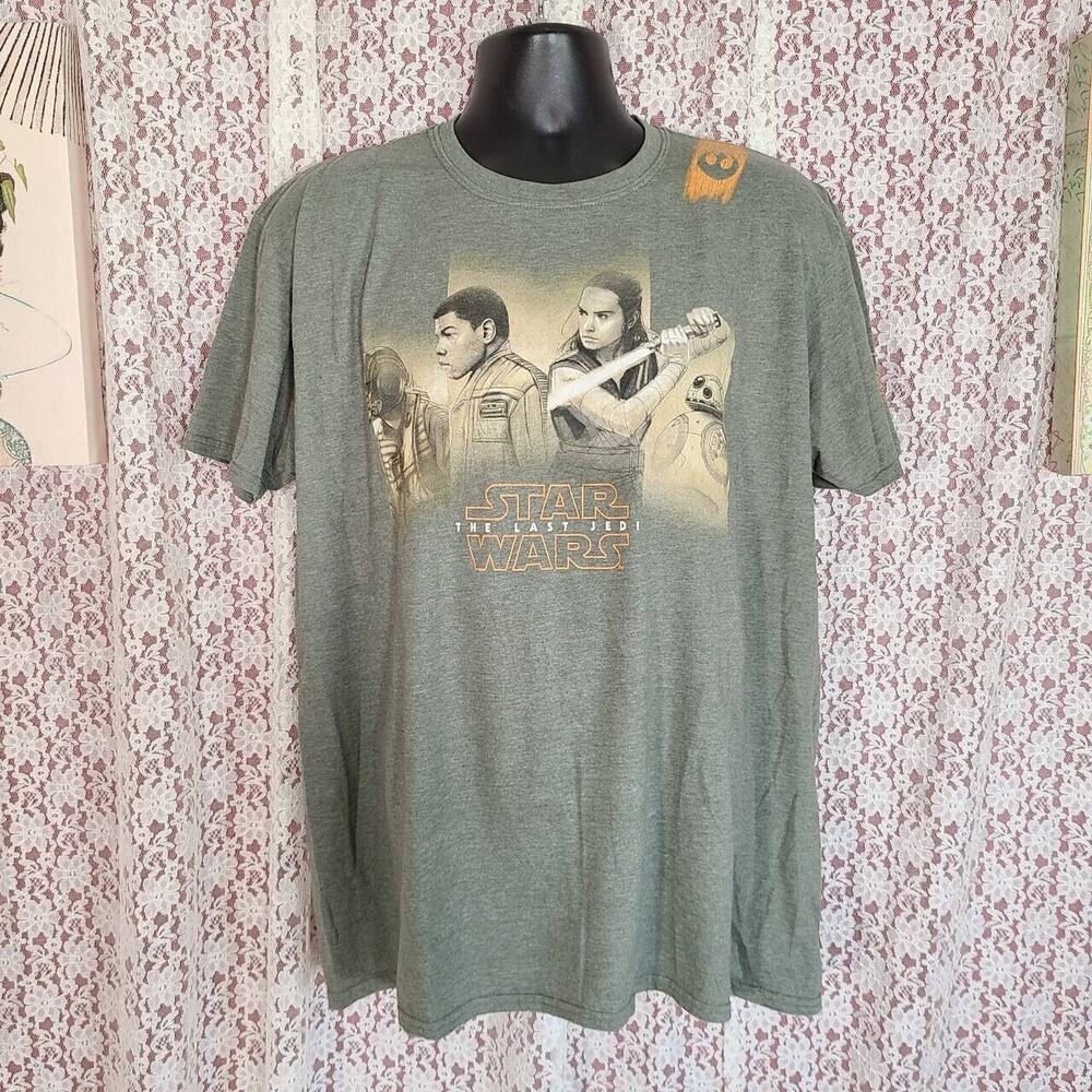 Star Wars The Last Jedi Mens Disney Graphic T-Shirt Green Orange Stretch XL